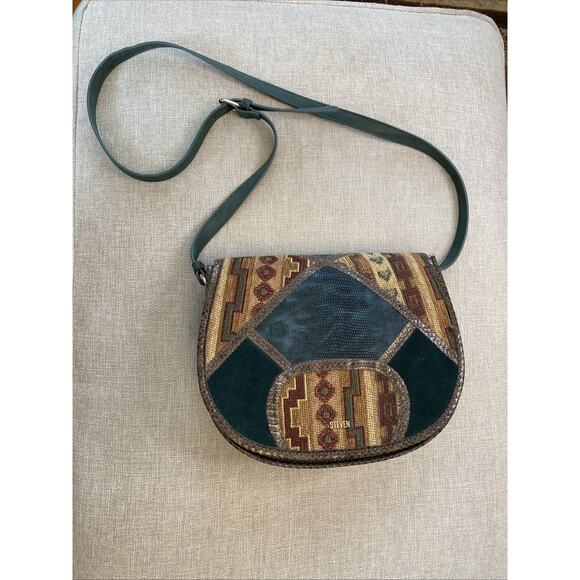 Steven By Steve Madden Handbags - STEVEN BY STEVE MADDEN XL Leather Tapestry Crossbody Carpet Shoulder Bag NEW